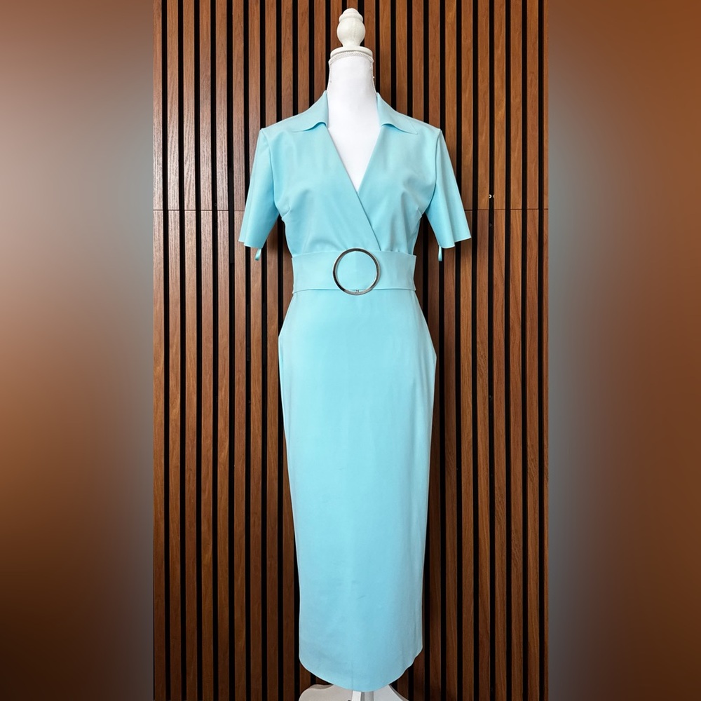 Chiara Boni Light Blue Midi Dress with Ring Detail - Picture 5 of 10
